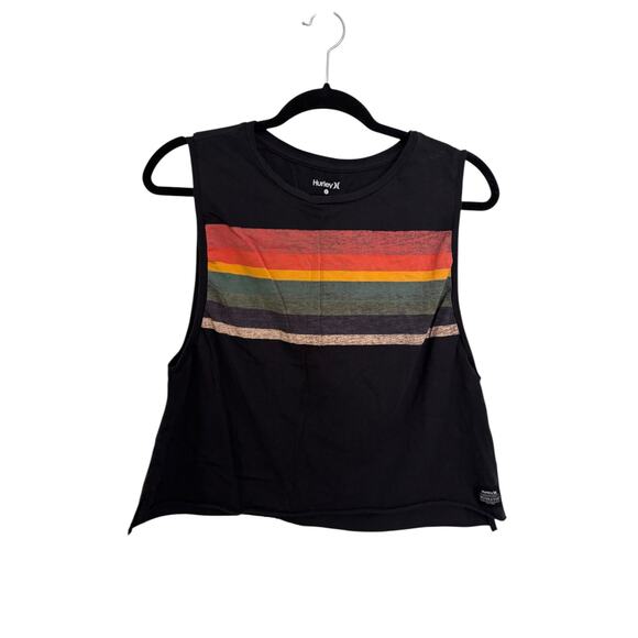 Hurley x Pendleton Tank Top Womens Large Muscle Cropped Black Striped Print - Picture 1 of 4